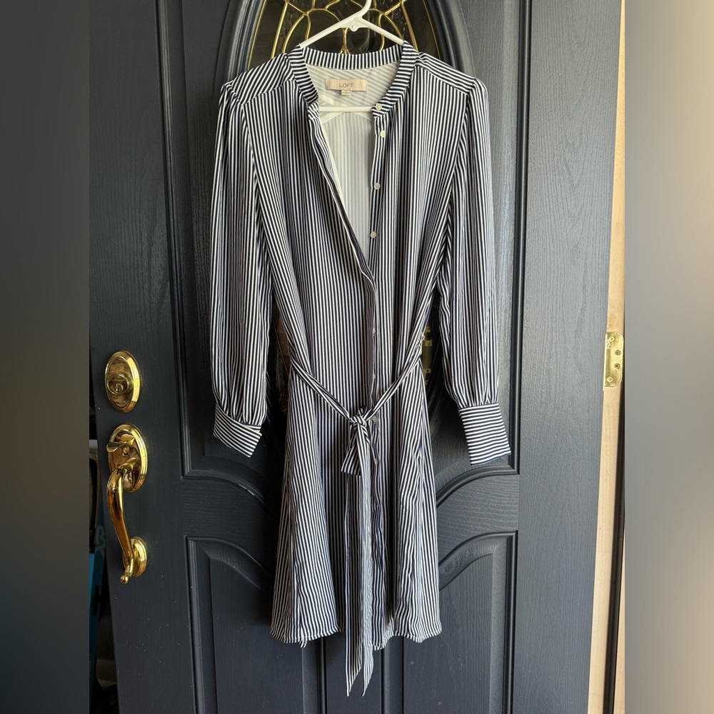 Loft vertical striped long sleeve dress